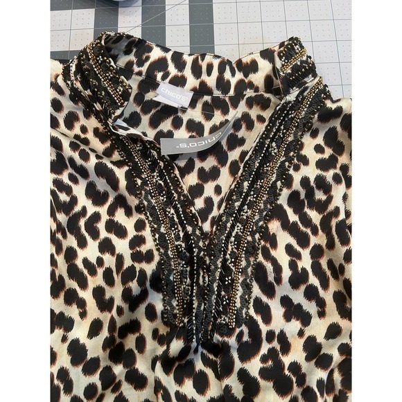 NWT Chico’s Embellished mixed animal print tunic size 2 - Picture 5 of 8
